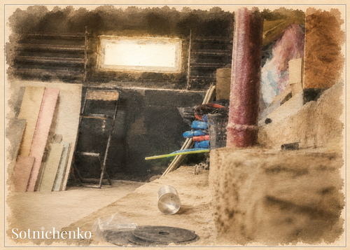 Back Room Workshop — Vintage Interior Postcard