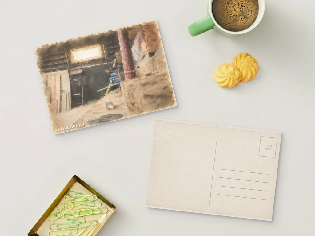Back Room Workshop — Vintage Interior Postcard
