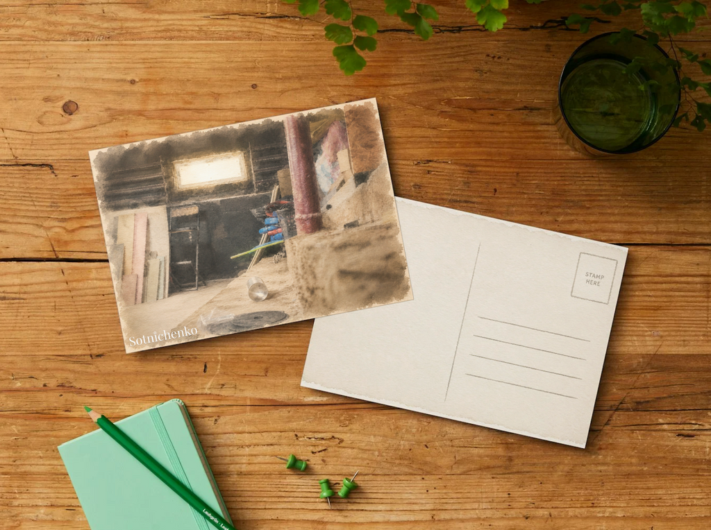 Back Room Workshop — Vintage Interior Postcard