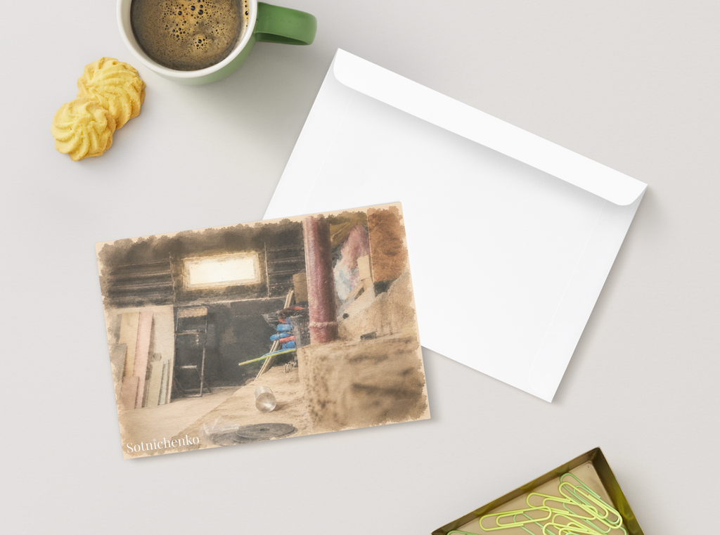 Back Room Workshop — Vintage Interior Postcard