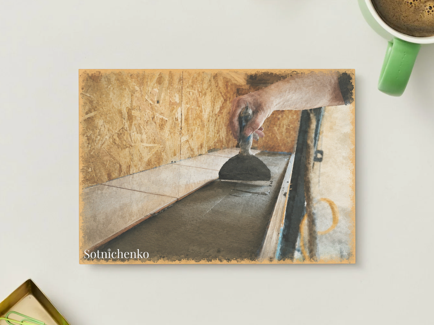 Laying the Line — Vintage Workshop Printable Postcard