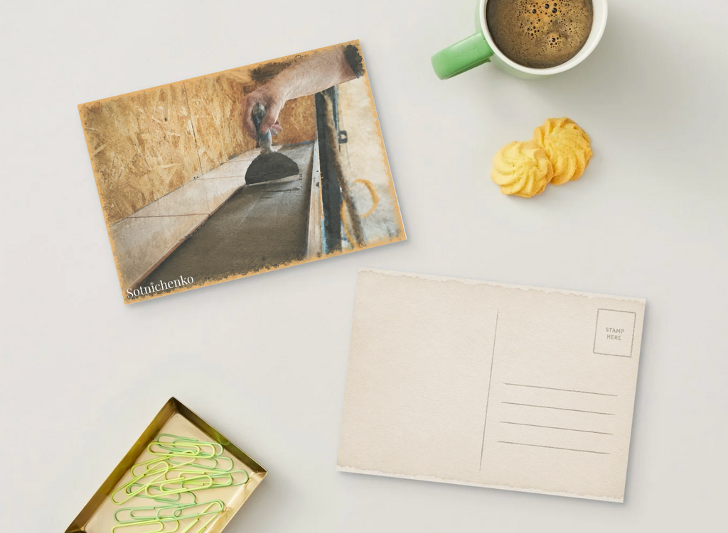Laying the Line — Vintage Workshop Printable Postcard