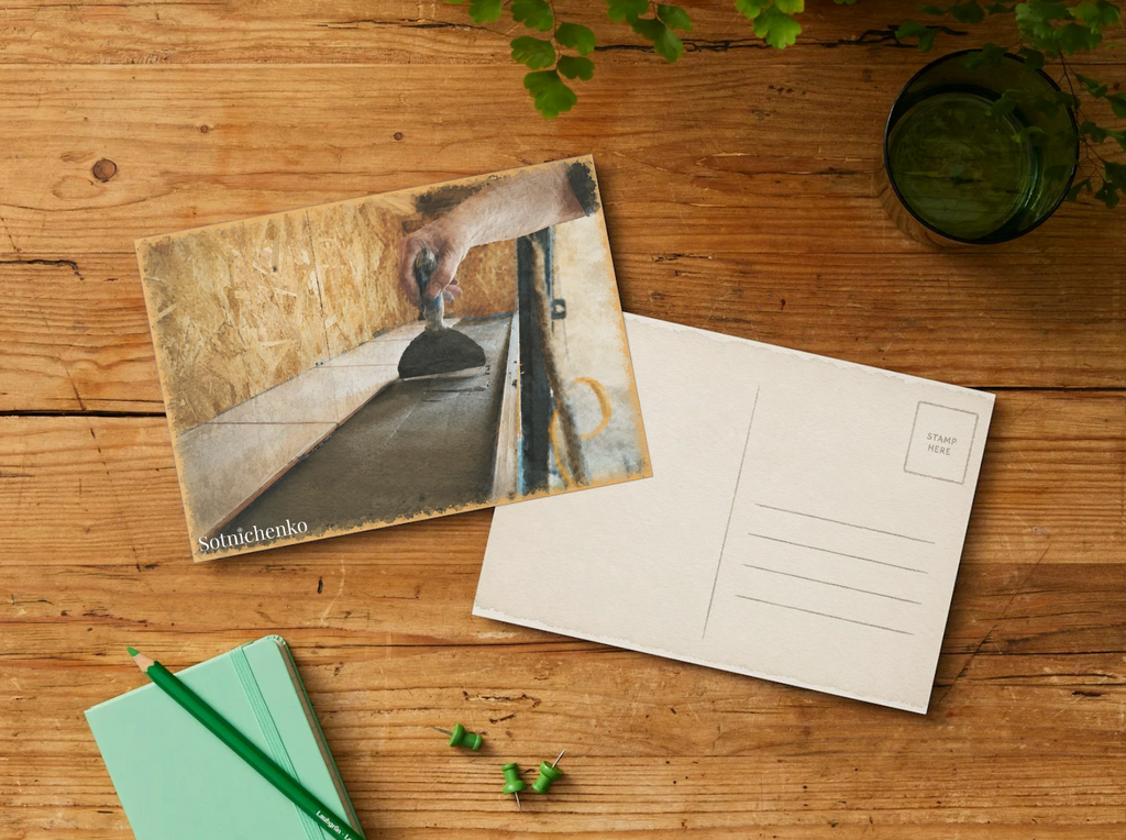 Laying the Line — Vintage Workshop Printable Postcard