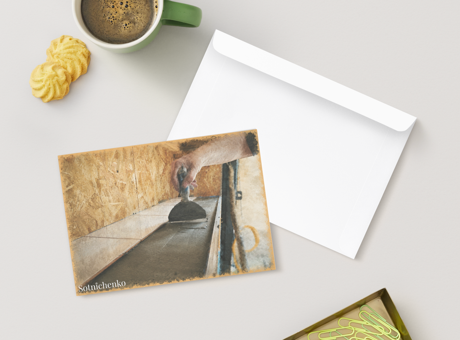 Laying the Line — Vintage Workshop Printable Postcard