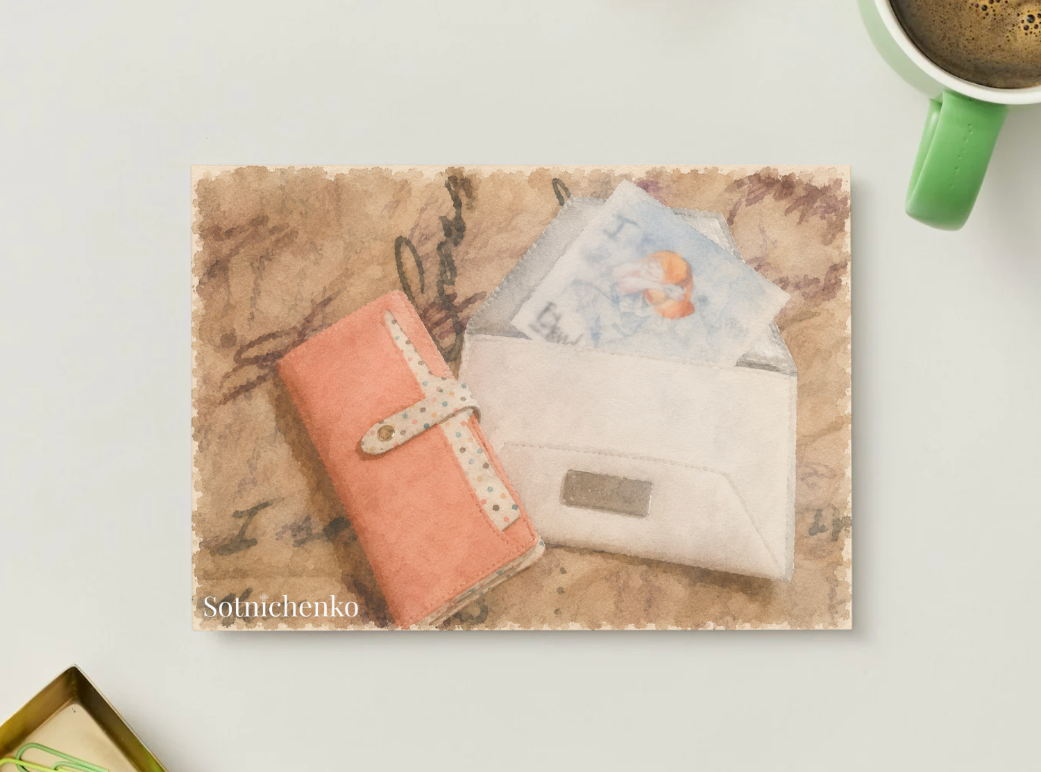 Desk Notes — Vintage Stationery Printable Postcard