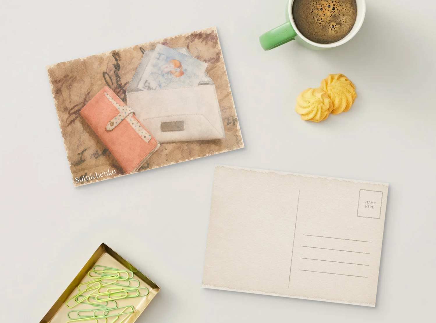 Desk Notes — Vintage Stationery Printable Postcard