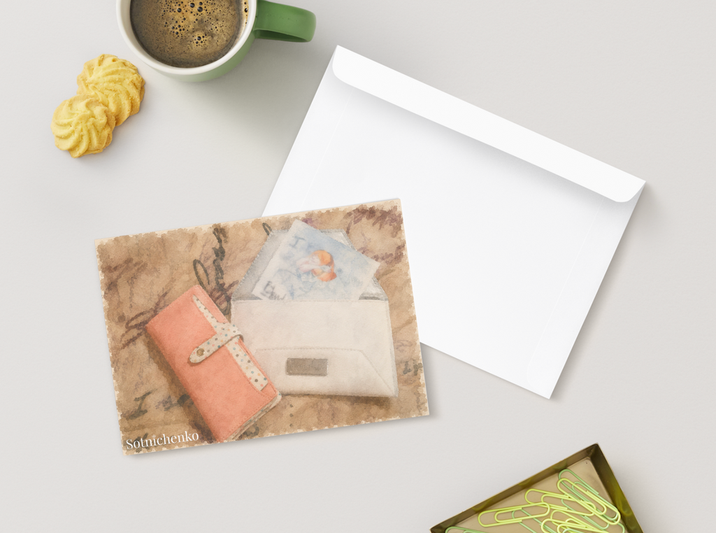 Desk Notes — Vintage Stationery Printable Postcard