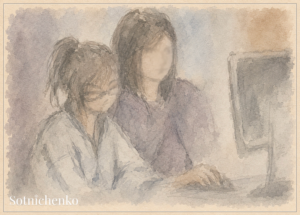 Learning Together — Vintage Study Printable Postcard
