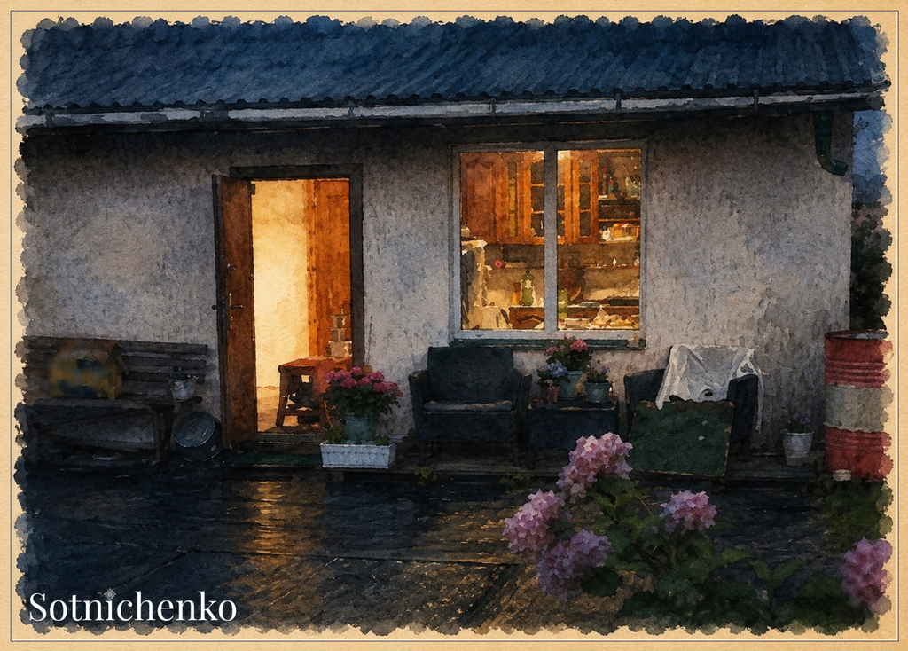 Warm Porch Light — Cozy Home Printable Postcard