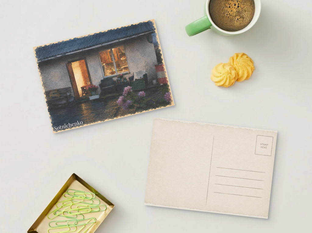 Warm Porch Light — Cozy Home Printable Postcard