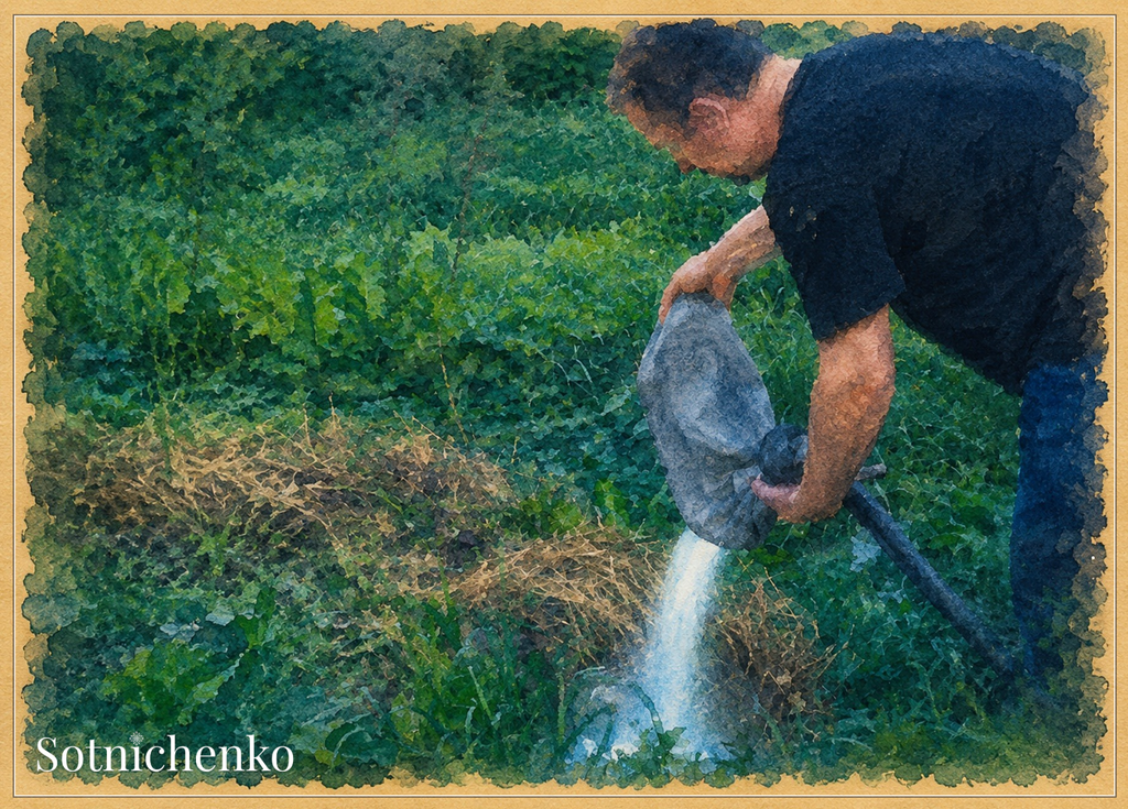 Watering the Greens — Vintage Garden Printable Postcard