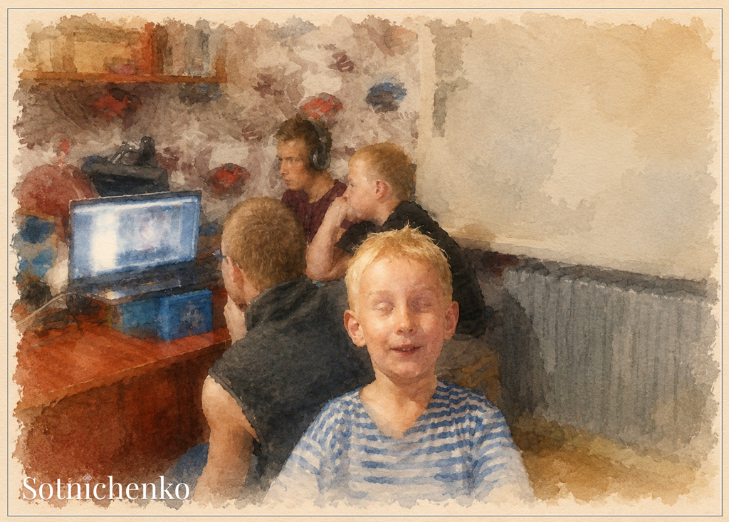 Shared Screen Time — Vintage Home Printable Postcard