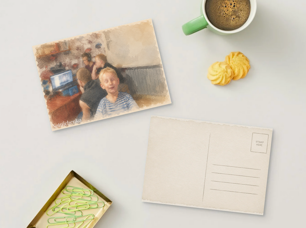 Shared Screen Time — Vintage Home Printable Postcard
