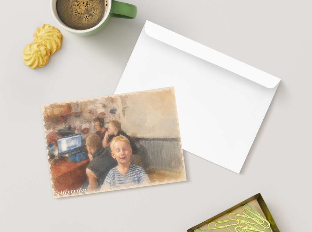 Shared Screen Time — Vintage Home Printable Postcard