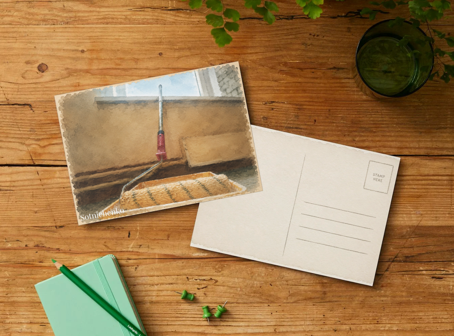 Paint Roller Ready — Renovation Printable Postcard
