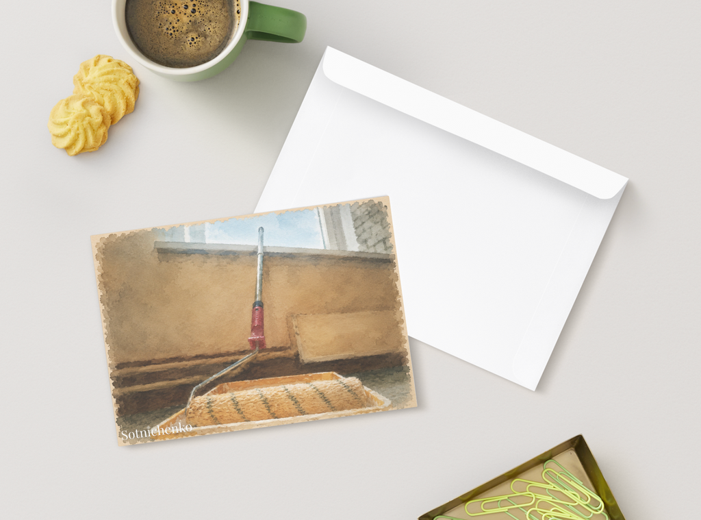 Paint Roller Ready — Renovation Printable Postcard