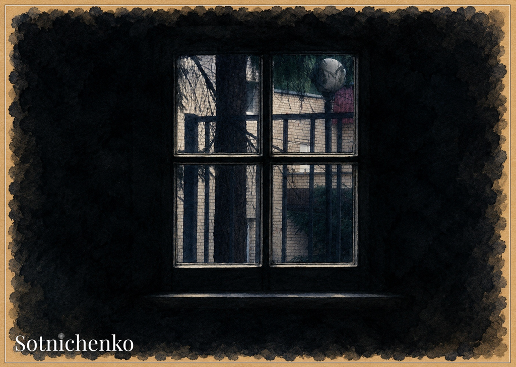 Through the Quiet Window — Moody Interior Printable Postcard