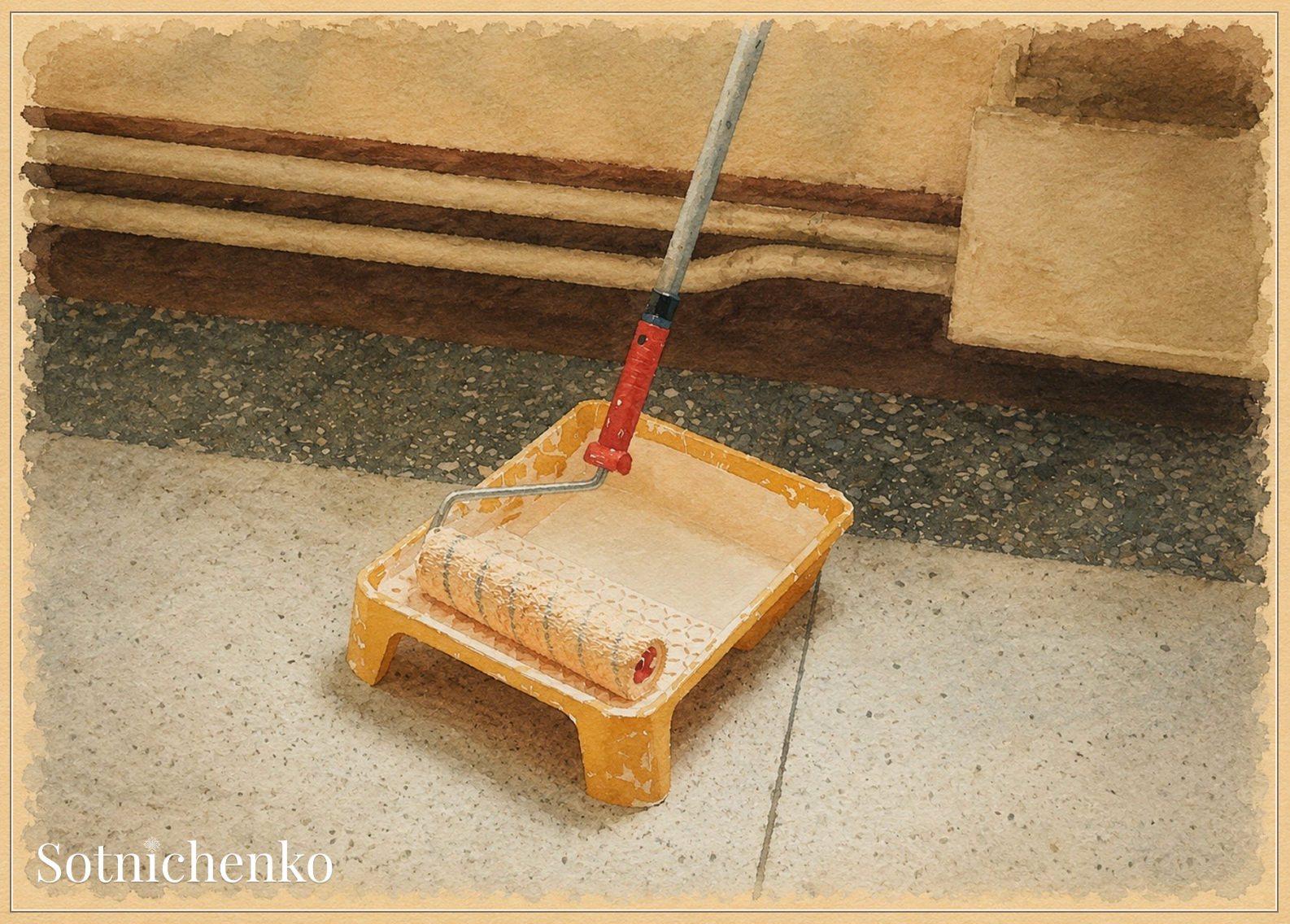 Paint Tray Pause — Renovation Printable Postcard