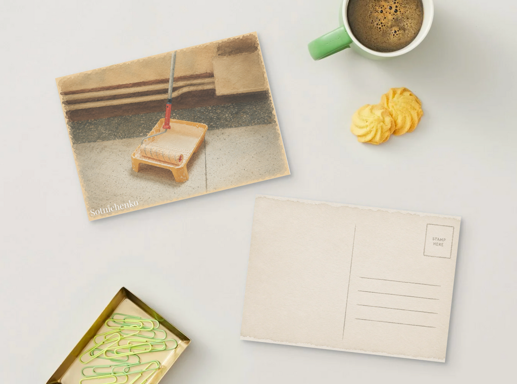 Paint Tray Pause — Renovation Printable Postcard