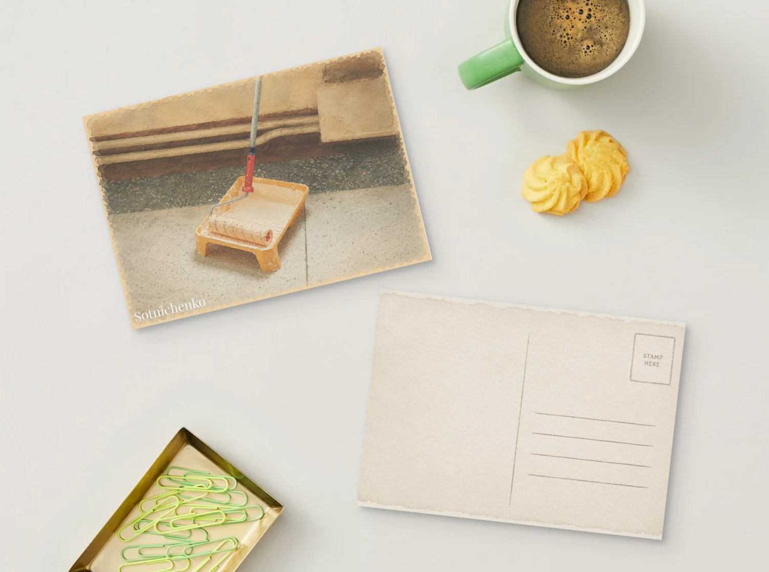 Paint Tray Pause — Renovation Printable Postcard