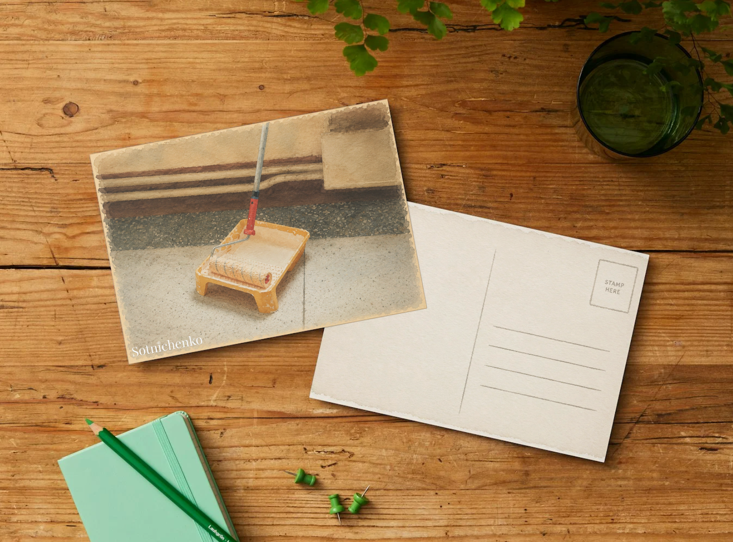 Paint Tray Pause — Renovation Printable Postcard