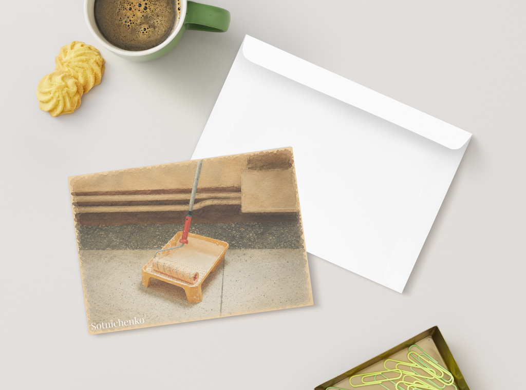 Paint Tray Pause — Renovation Printable Postcard