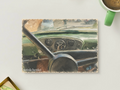 Behind the Wheel — Vintage Car Postcard