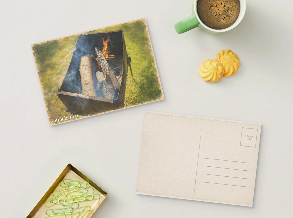 Backyard Fire Pit — Outdoor Printable Postcard