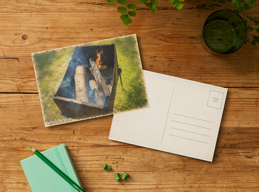Backyard Fire Pit — Outdoor Printable Postcard