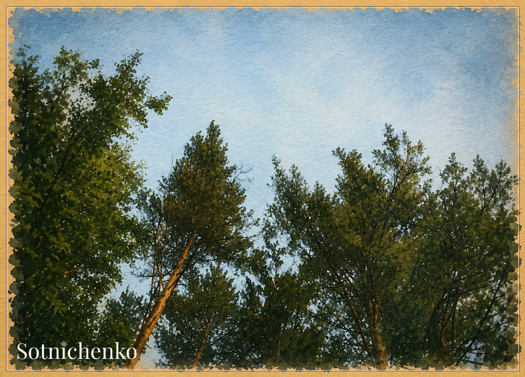 Looking Up Through Trees — Vintage Nature Printable Postcard