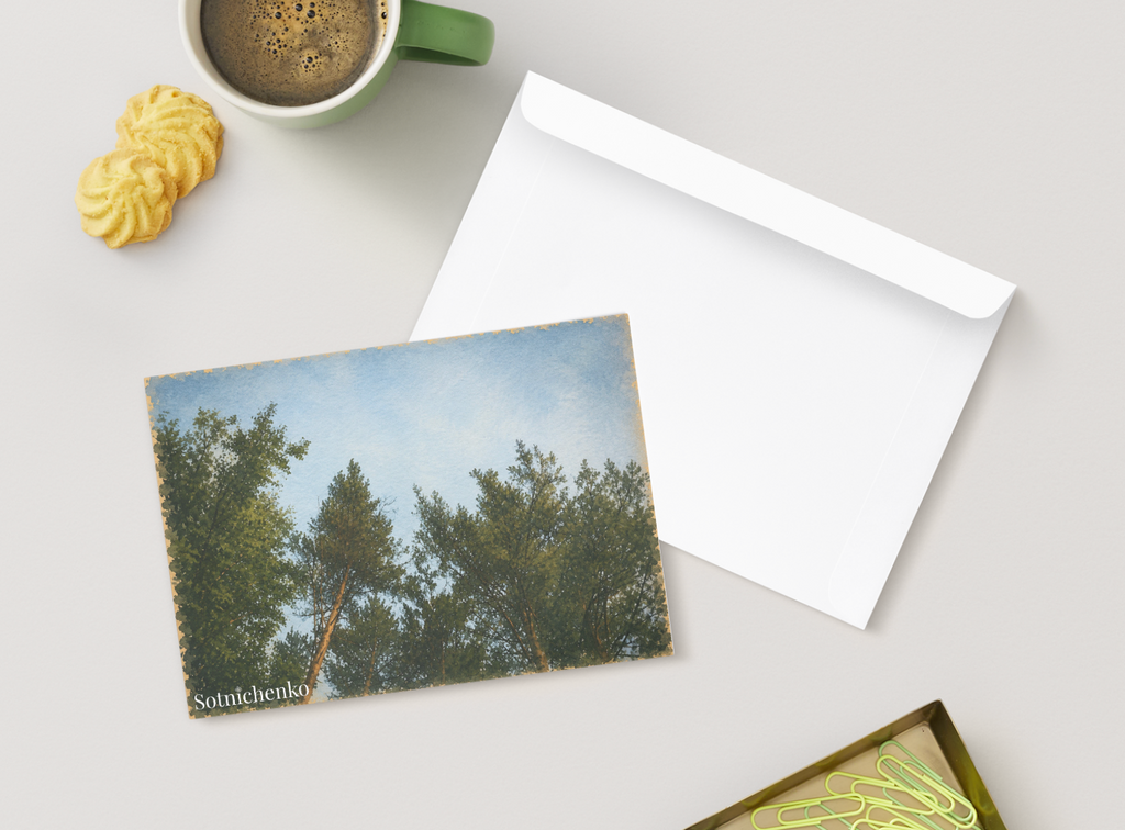 Looking Up Through Trees — Vintage Nature Printable Postcard