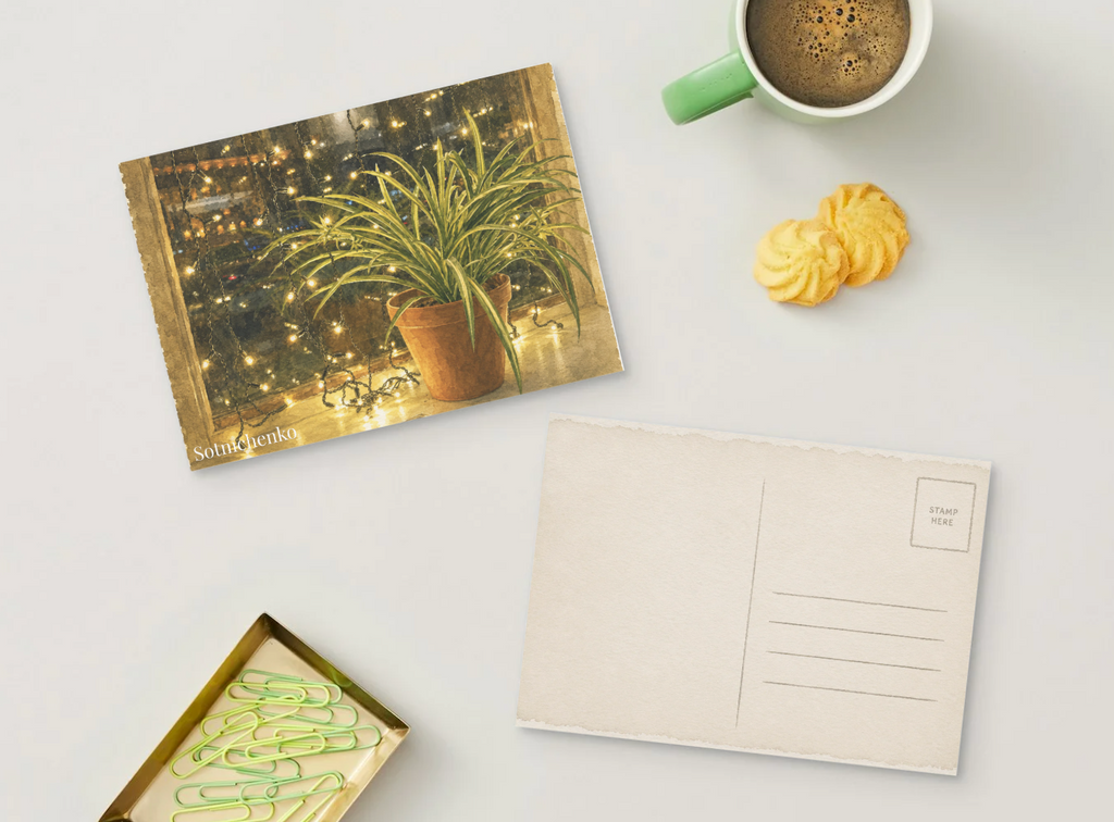Spider Plant by Fairy Lights — Cozy Printable Postcard