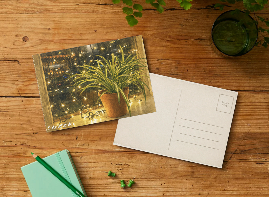 Spider Plant by Fairy Lights — Cozy Printable Postcard