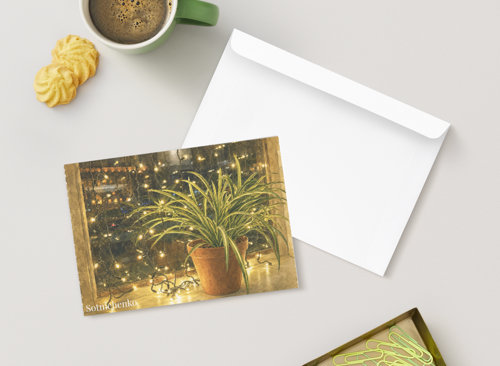 Spider Plant by Fairy Lights — Cozy Printable Postcard