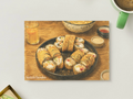 Golden Sushi Rolls — Asian Food Printable Postcard