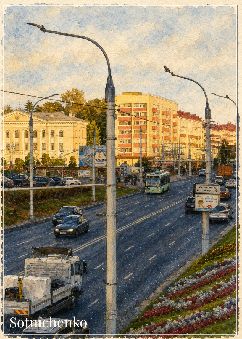 Busy City Avenue — Urban Printable Postcard