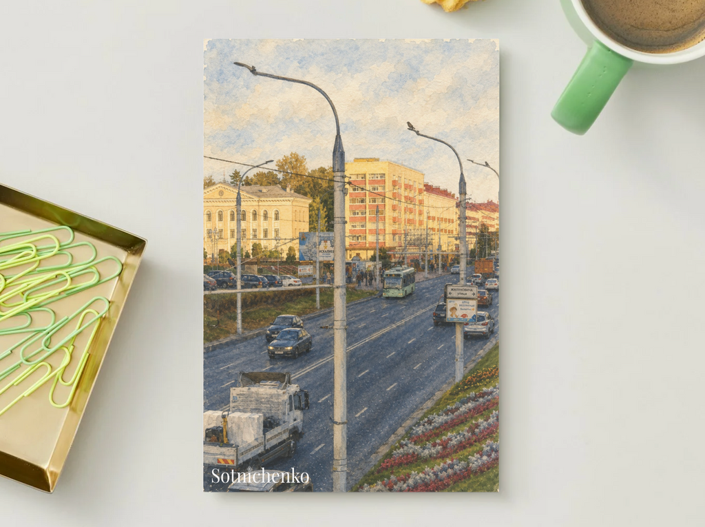 Busy City Avenue — Urban Printable Postcard