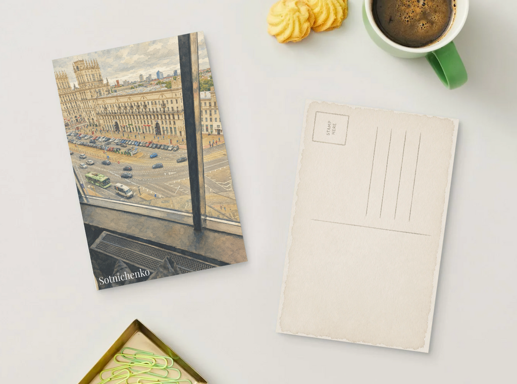 High Window Over the Avenue — Vintage City Printable Postcard