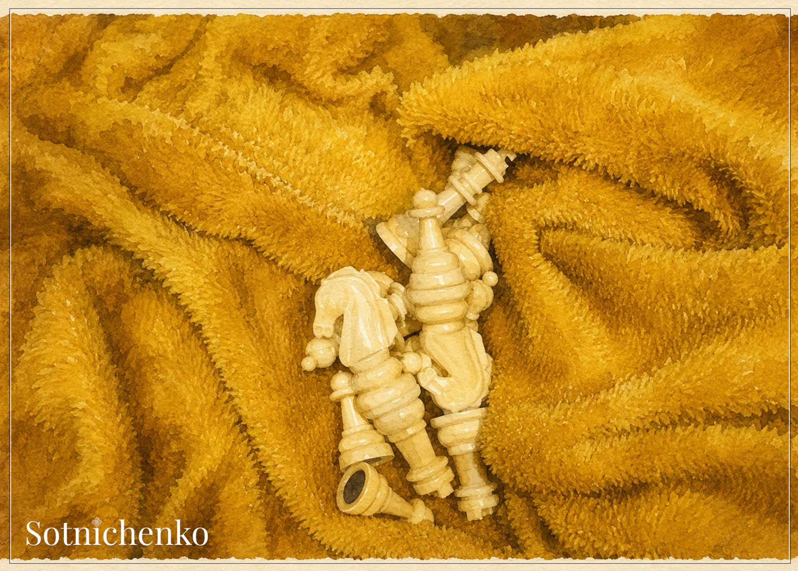 Hidden Chess Pieces — Vintage Strategy Printable Postcard