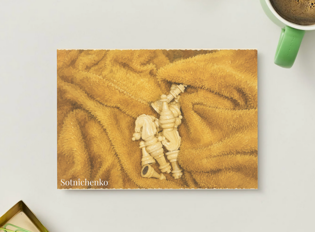 Hidden Chess Pieces — Vintage Strategy Printable Postcard