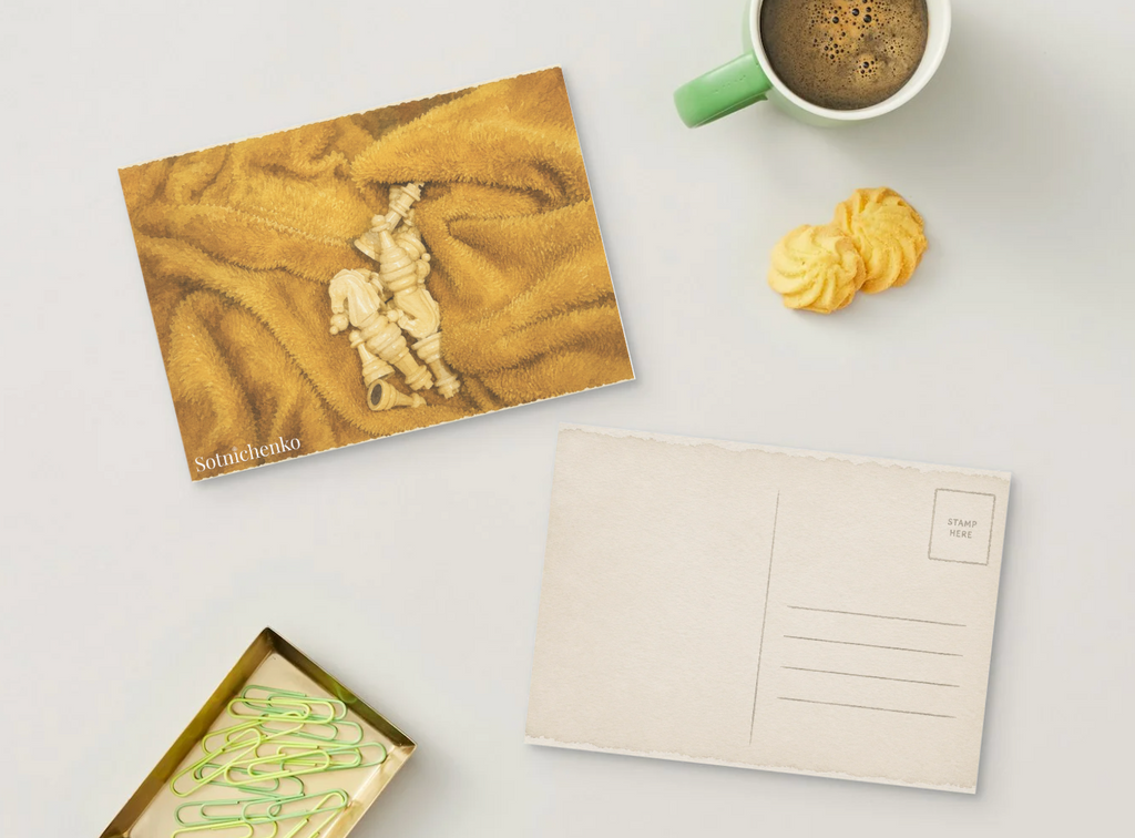 Hidden Chess Pieces — Vintage Strategy Printable Postcard