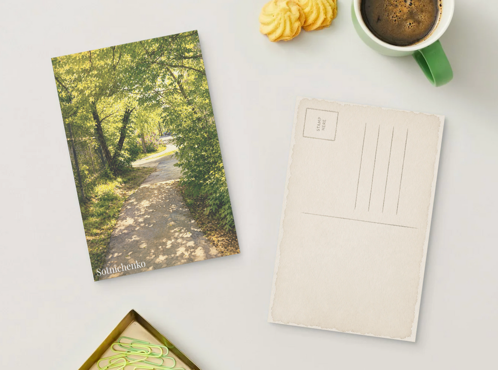 Sunlit Garden Path — Nature Printable Postcard