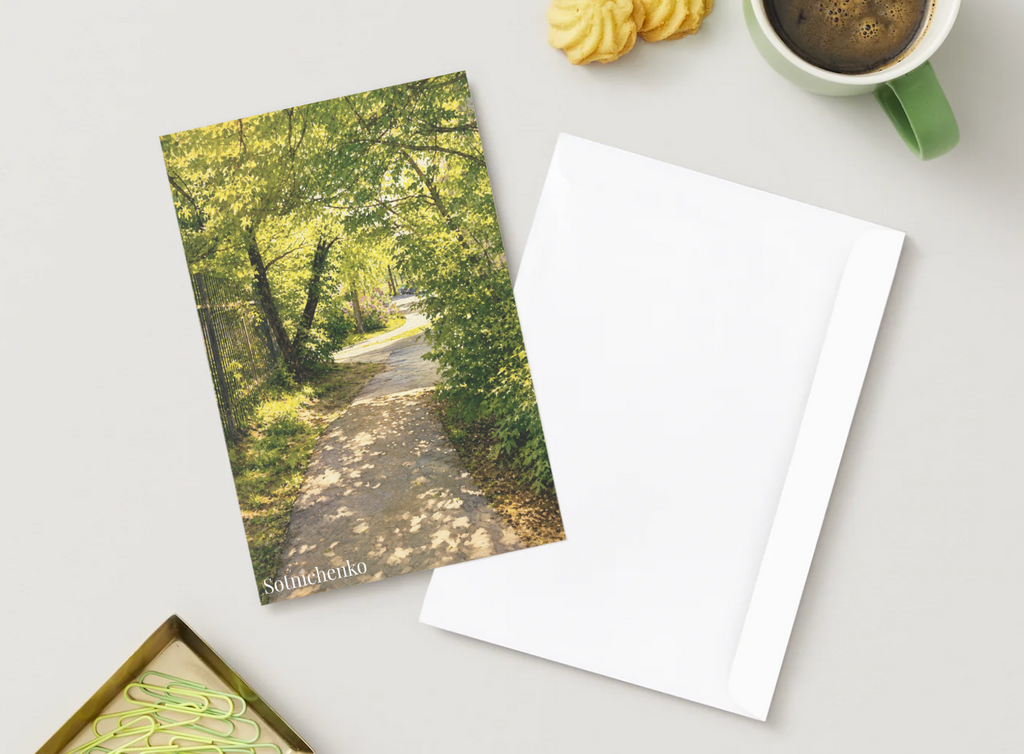 Sunlit Garden Path — Nature Printable Postcard