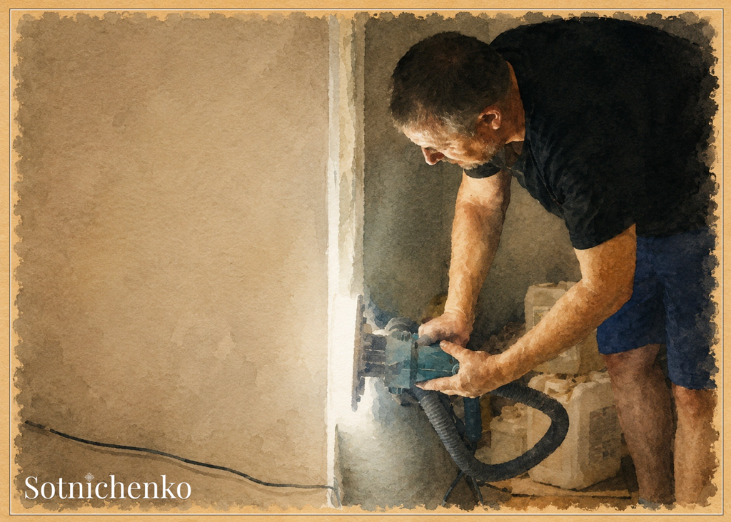 Wall Repair Work — Renovation Printable Postcard