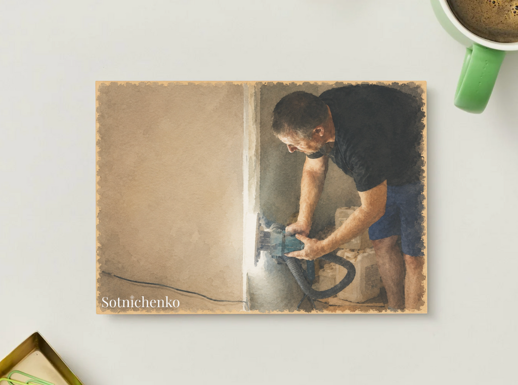 Wall Repair Work — Renovation Printable Postcard