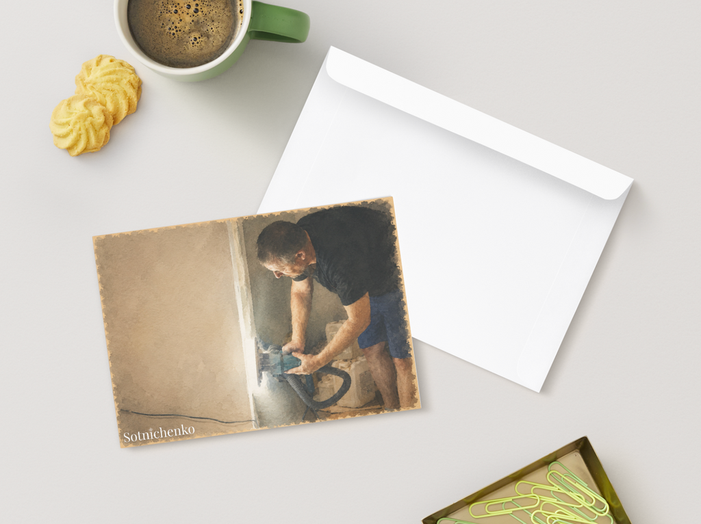 Wall Repair Work — Renovation Printable Postcard
