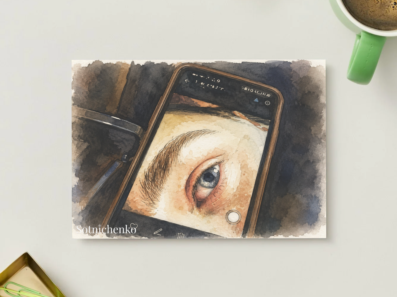 Eye on the Screen — Digital Moment Printable Postcard