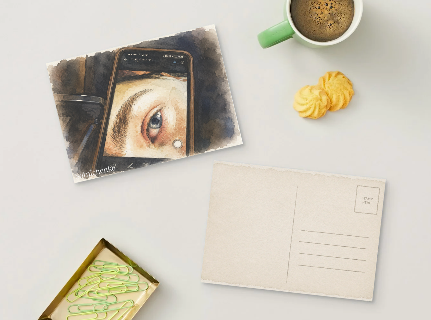 Eye on the Screen — Digital Moment Printable Postcard