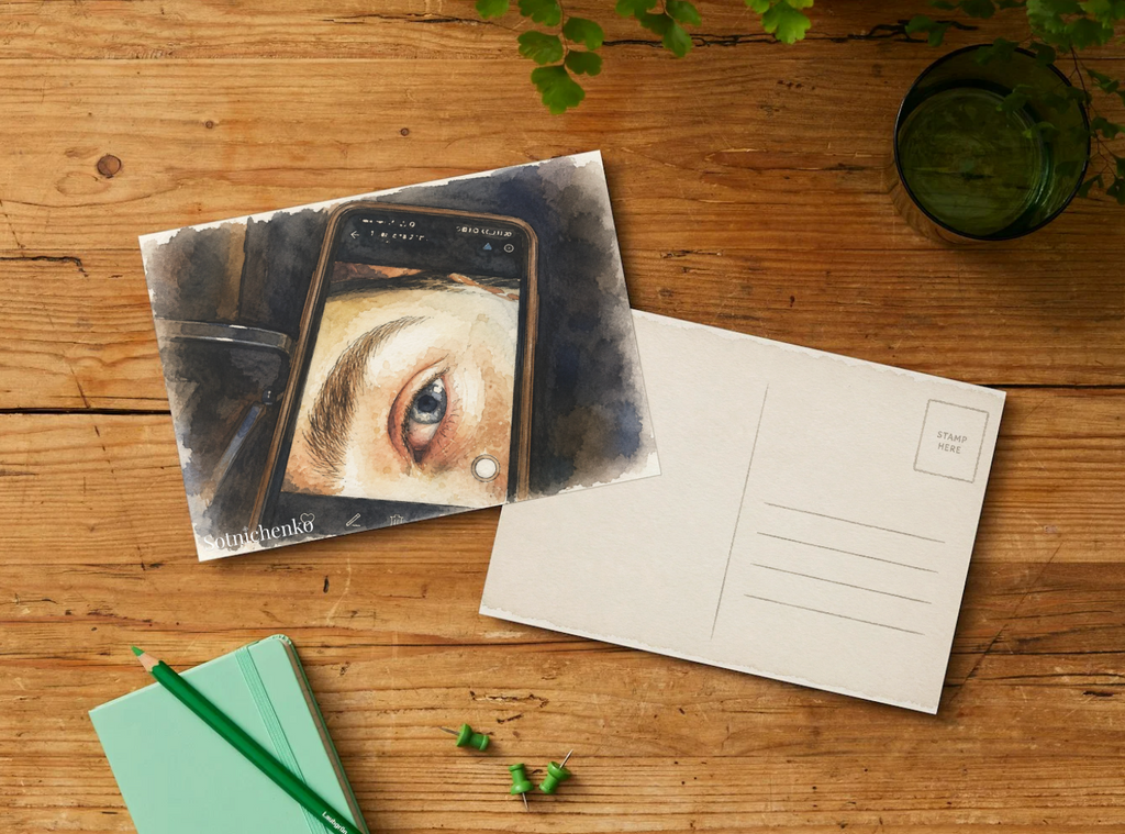 Eye on the Screen — Digital Moment Printable Postcard