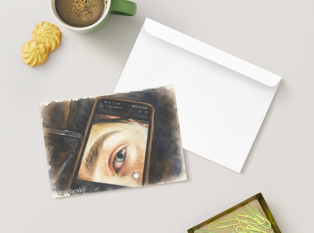 Eye on the Screen — Digital Moment Printable Postcard